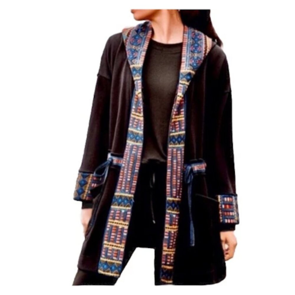 Oversized sz S Johnny Was Tia Tribal Hooded Embroidered Anorak Coat Jacket